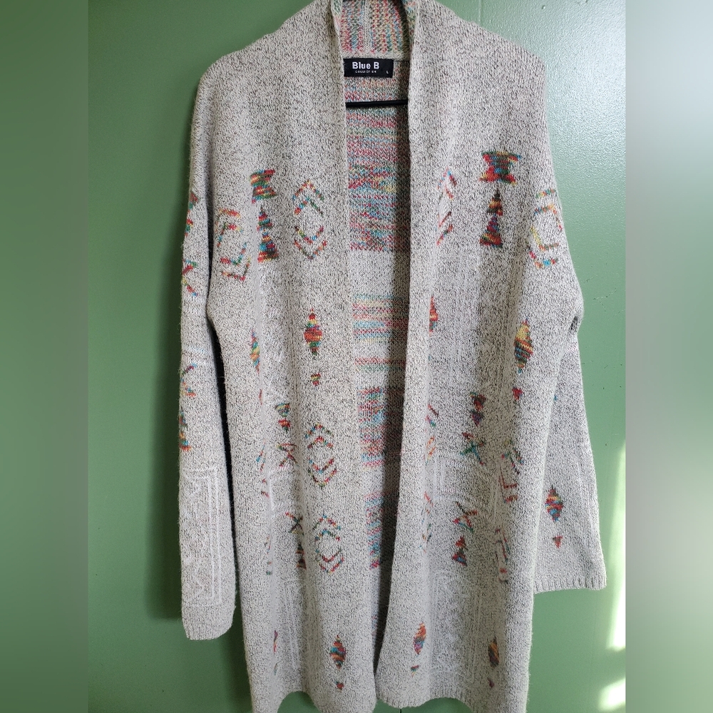 Blue B Cozy Heather Grey Patterned Women's Cardigan